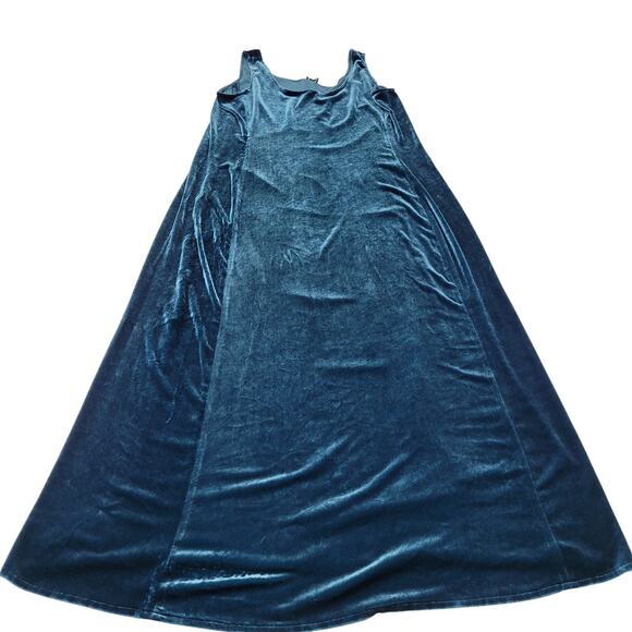 Eileen Fisher Dresses & Skirts - Eileen Fisher silk blue velvet A-line long midi maxi dress tank glam luxury